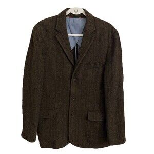 J.Crew Blazer Mens 40R Brown Herringbone Tweed Jacket Yorkshire Tweed Wool